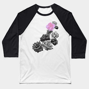 Black and white and a pink rose Baseball T-Shirt